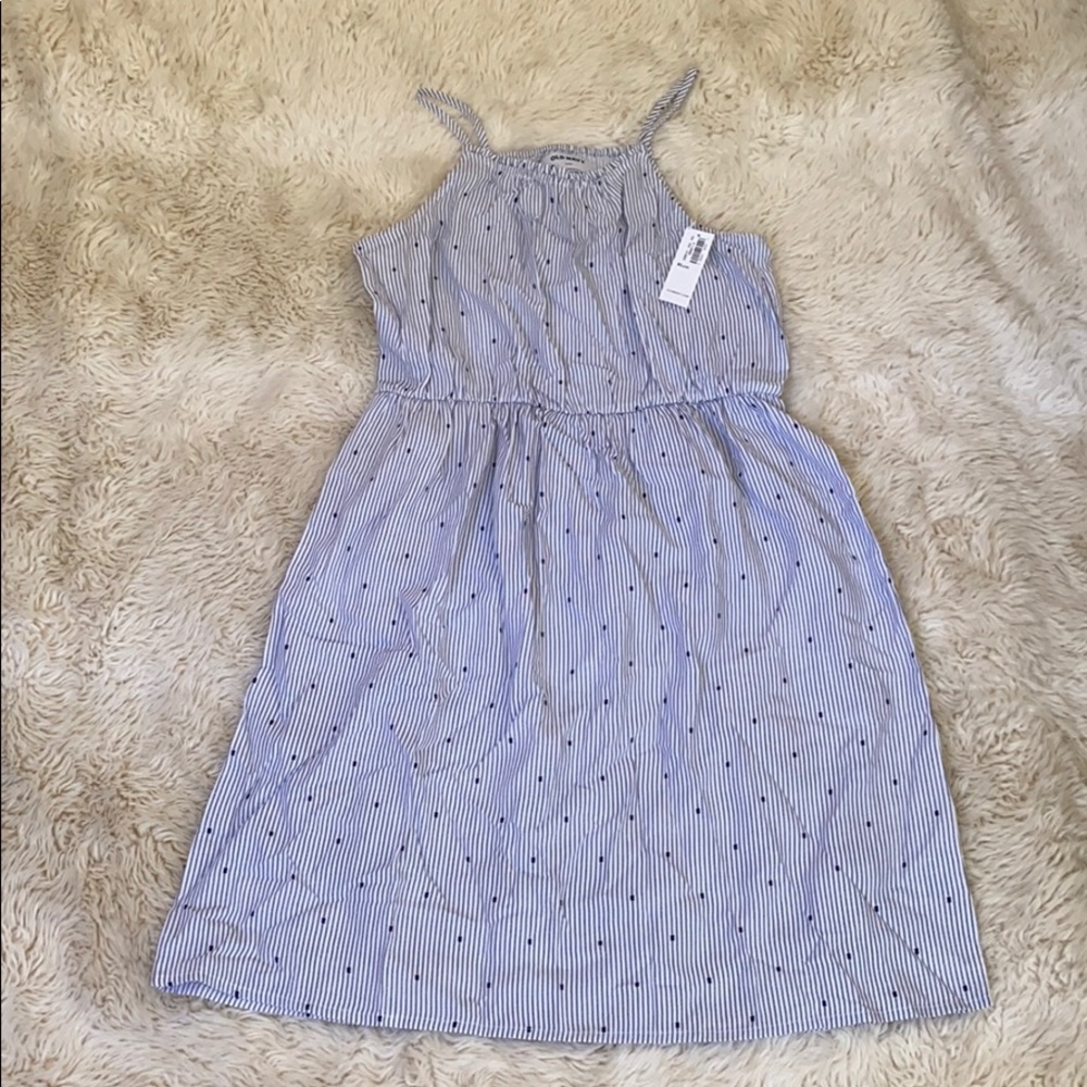OLD NAVY Girl’s Blue Striped Spaghetti Strap Midi Dress Size XL NWT